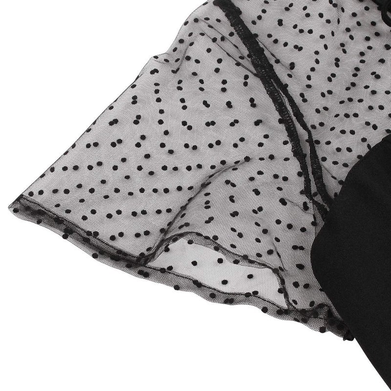 IWEMEK Women's Vintage Illusion Polka Dot Embroidery Keyhole Tie 1950s A-line Cocktail Dress 50s 60s Retro Summer Evening Party Wedding Formal Prom Dance Swing Dresses Black Large - Image 4